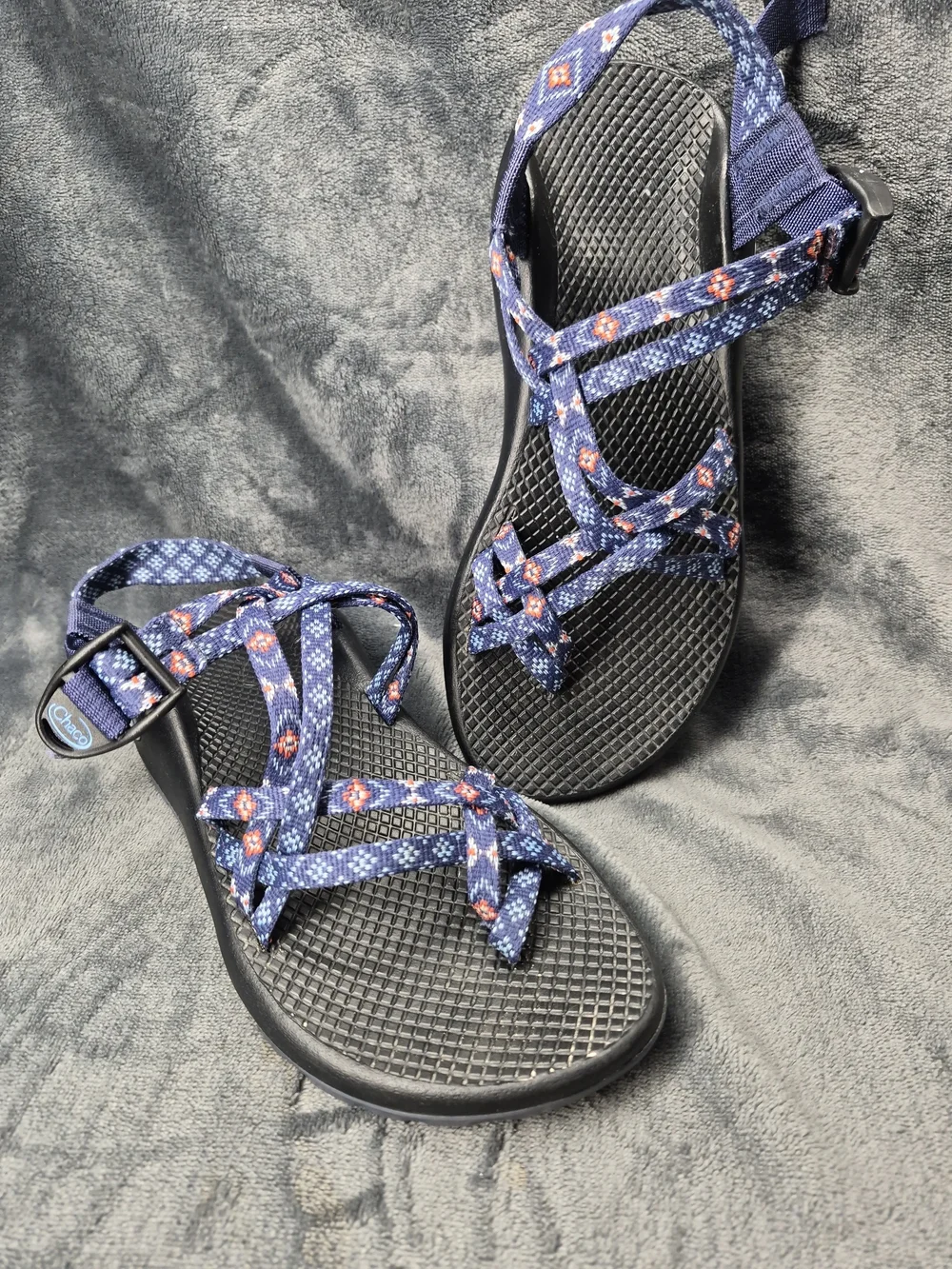 CHACO Blue & Orange ZX/2 Classic Pattern Straps Hiking Sandals Shoes Size W7 - Picture 1 of 9